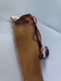 Collier vintage ruban orange chaîne bronze pendentif rouge deadstock