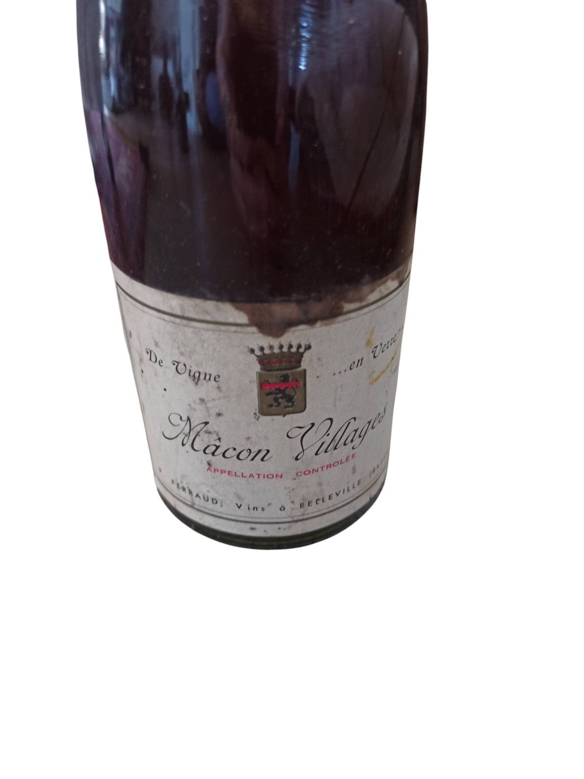 Bouteille vin Mâcon Villages ancienne étiquette vintage Bourgogne