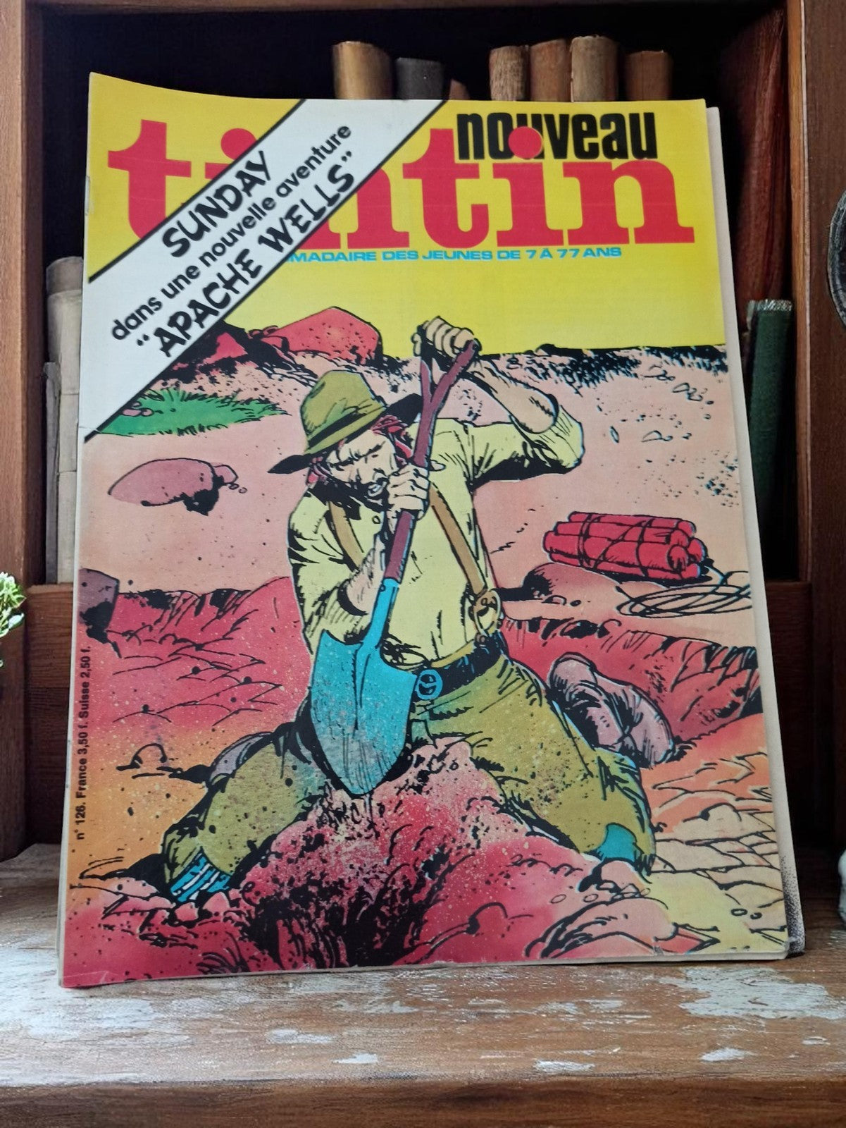 Magazine Tintin Vintage ancien n°126, couverture Western, collection BD
