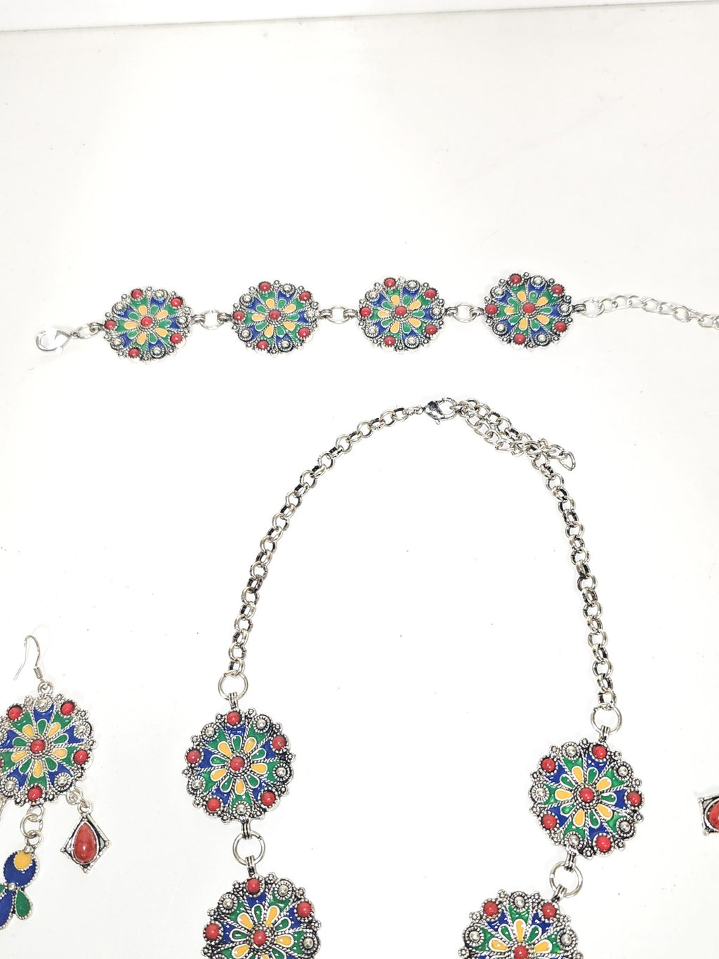 Parure ancienne fantaisie style berbère vintage, bijoux ethniques d'occasion