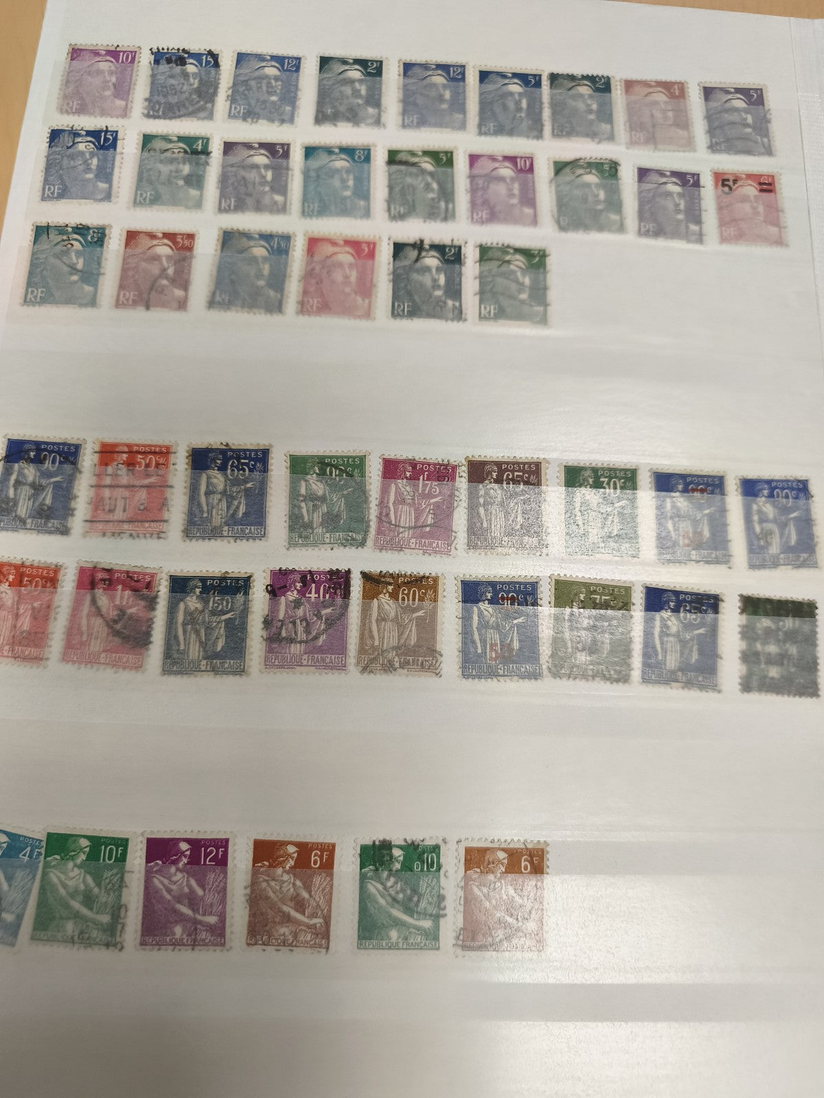Lot timbres France oblitérés RF Semeuse Marianne couleurs philatélie