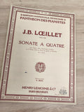 Ancien livre partitions J.B. Loeillet violon piano Sonate à Quatre Lemoine