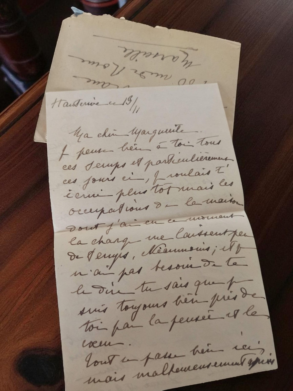 Lettre manuscrite ancienne 1947 Marguerite vintage France enveloppe
