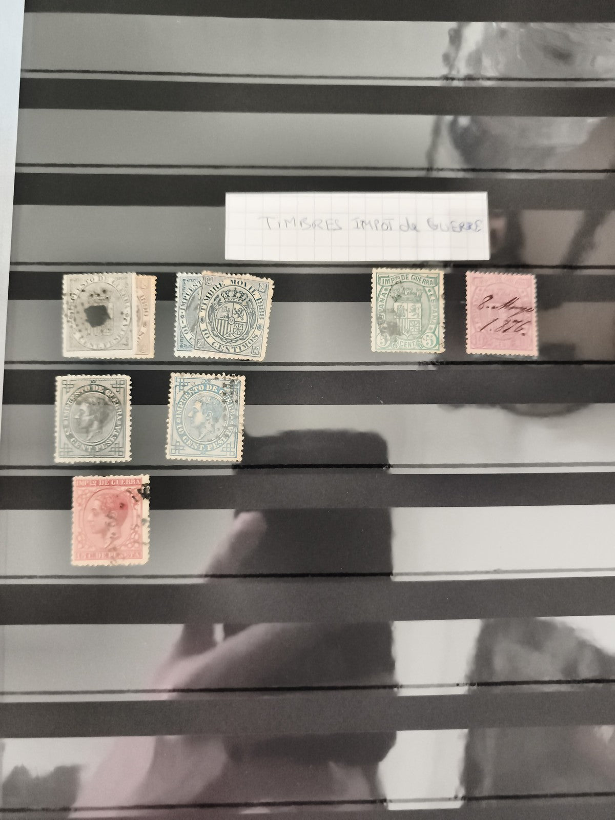 Timbres fiscaux Espagne Impuesto de Guerra XIXe s philatélie lot