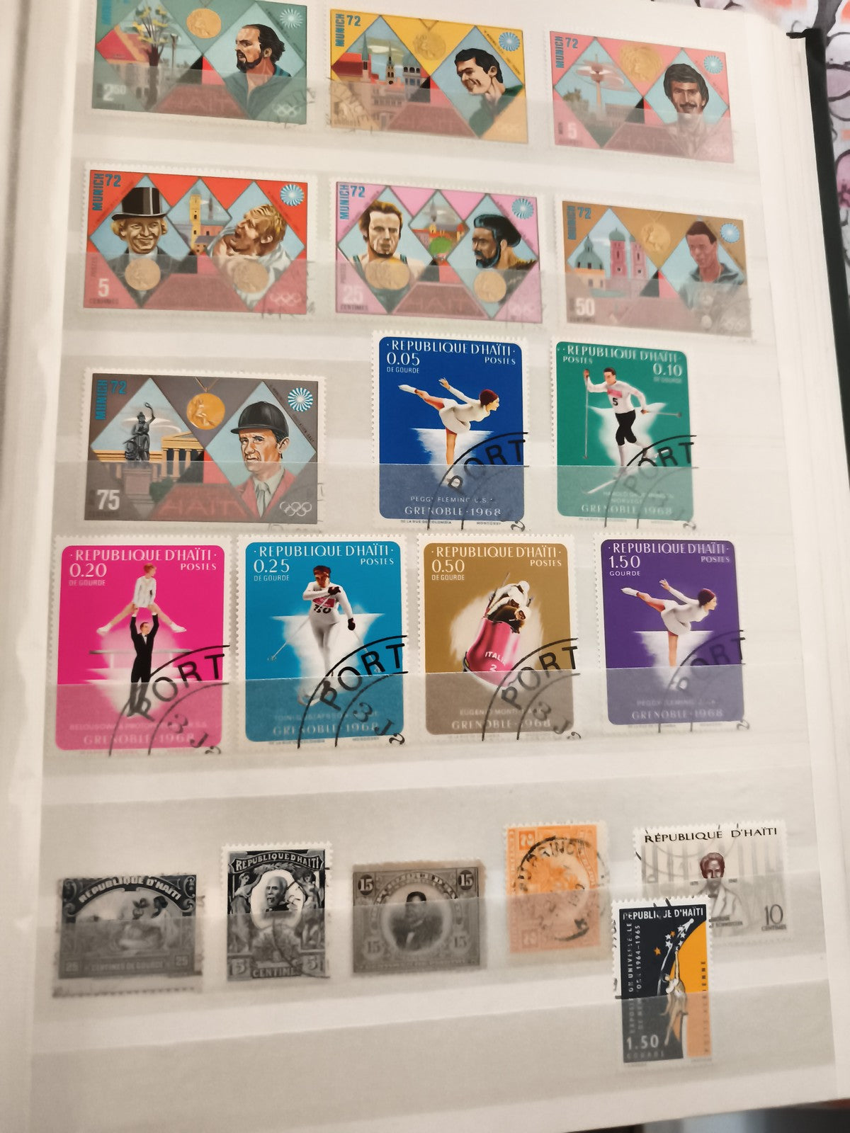 Timbres anciens République d’Haïti oblitérés sportifs et historiques philatélie