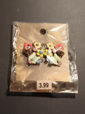 Boucles d’oreilles vintage fleurs émaillées pastel deadstock fantaisie rétro