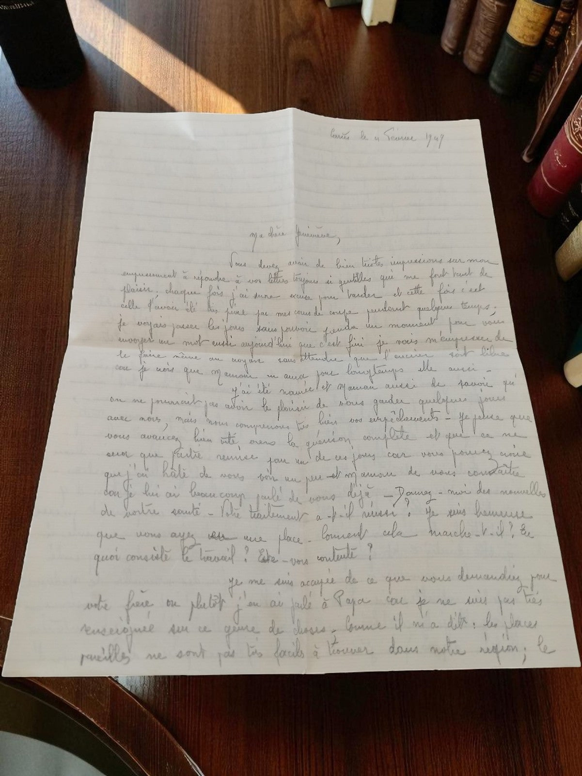 Lettre manuscrite ancienne 1949, écriture cursive, France, adressée Geneviève
