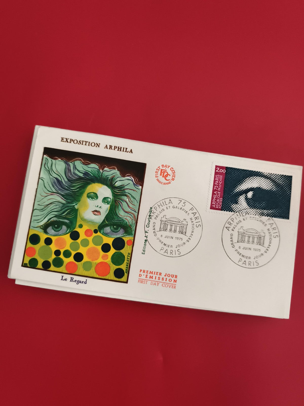 Lettre Premier Jour Arphila 1975 Exposition Paris « Le Regard » timbre 2,00 F