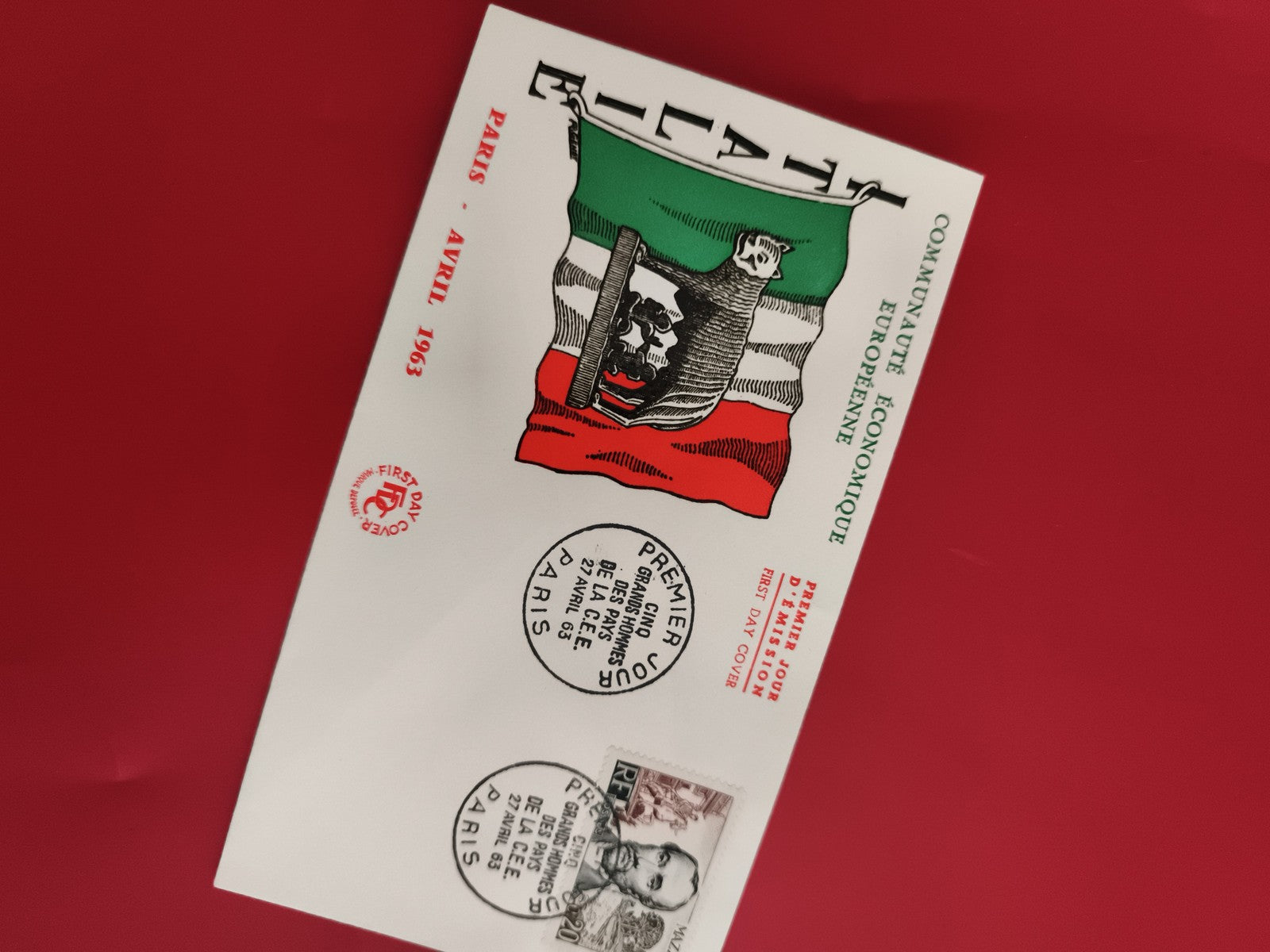 Lettre 1er Jour CEE 1963 Paris enveloppe timbrée philatélie Europe (Ref 1)