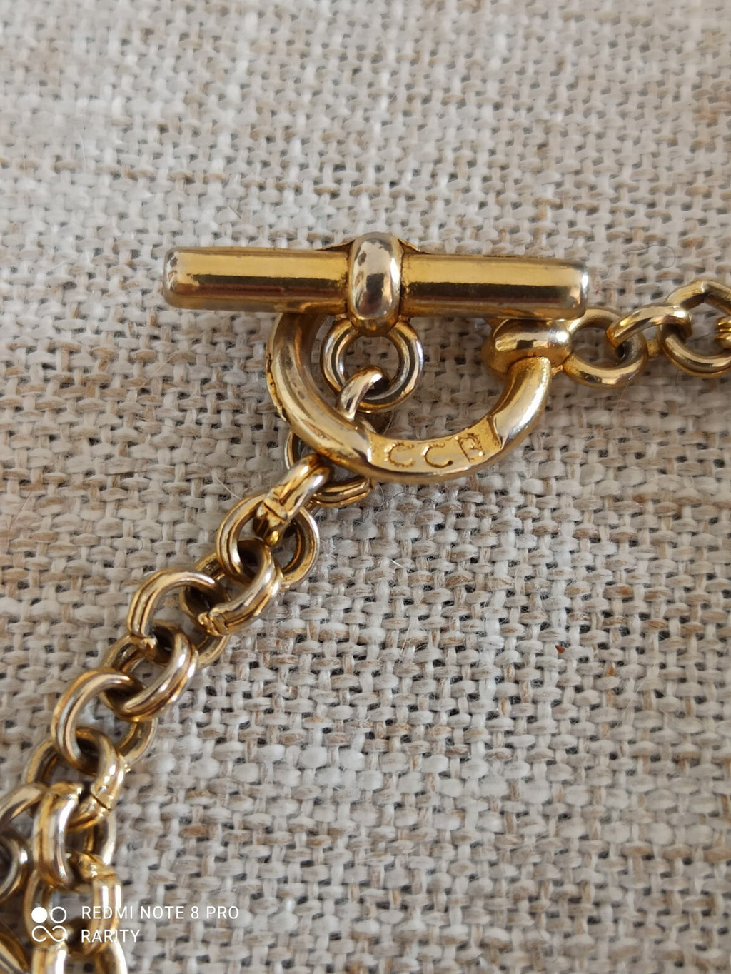 Bracelet vintage CCB doré breloques lune étoile, chaîne maille ronde