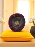 Broche vintage portrait femme japonaise, monture textile ovale, fantaisie rétro