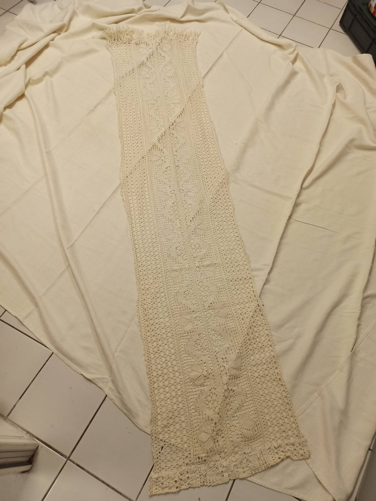 Set de table ancien brodé dentelle crochet fin XIXe vintage rare collection
