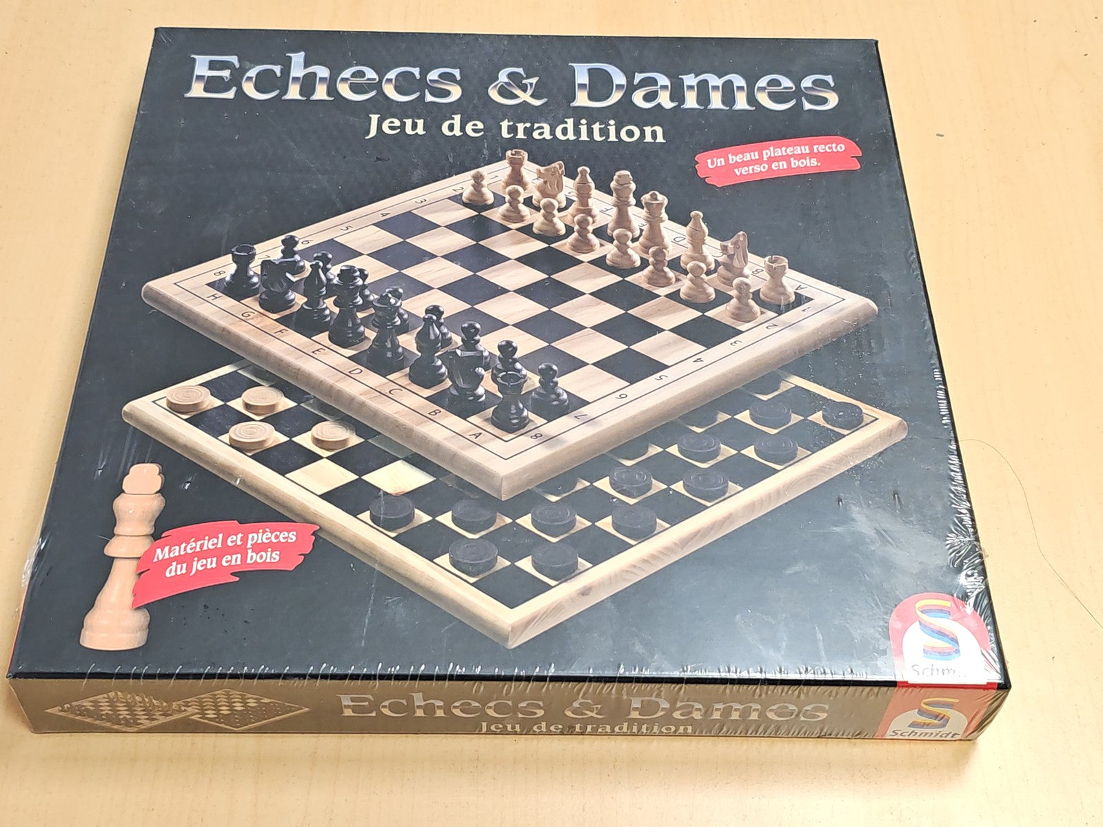 Jeu de dames et échecs Schmidt 88397 gris, plateau réversible, neuf