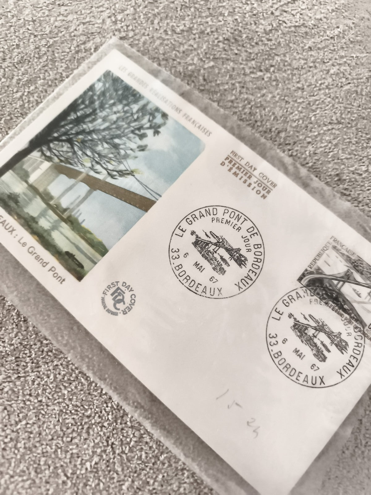 Lettre Premier Jour Bordeaux 1967 Grand Pont FDC philatélie ancienne cachet
