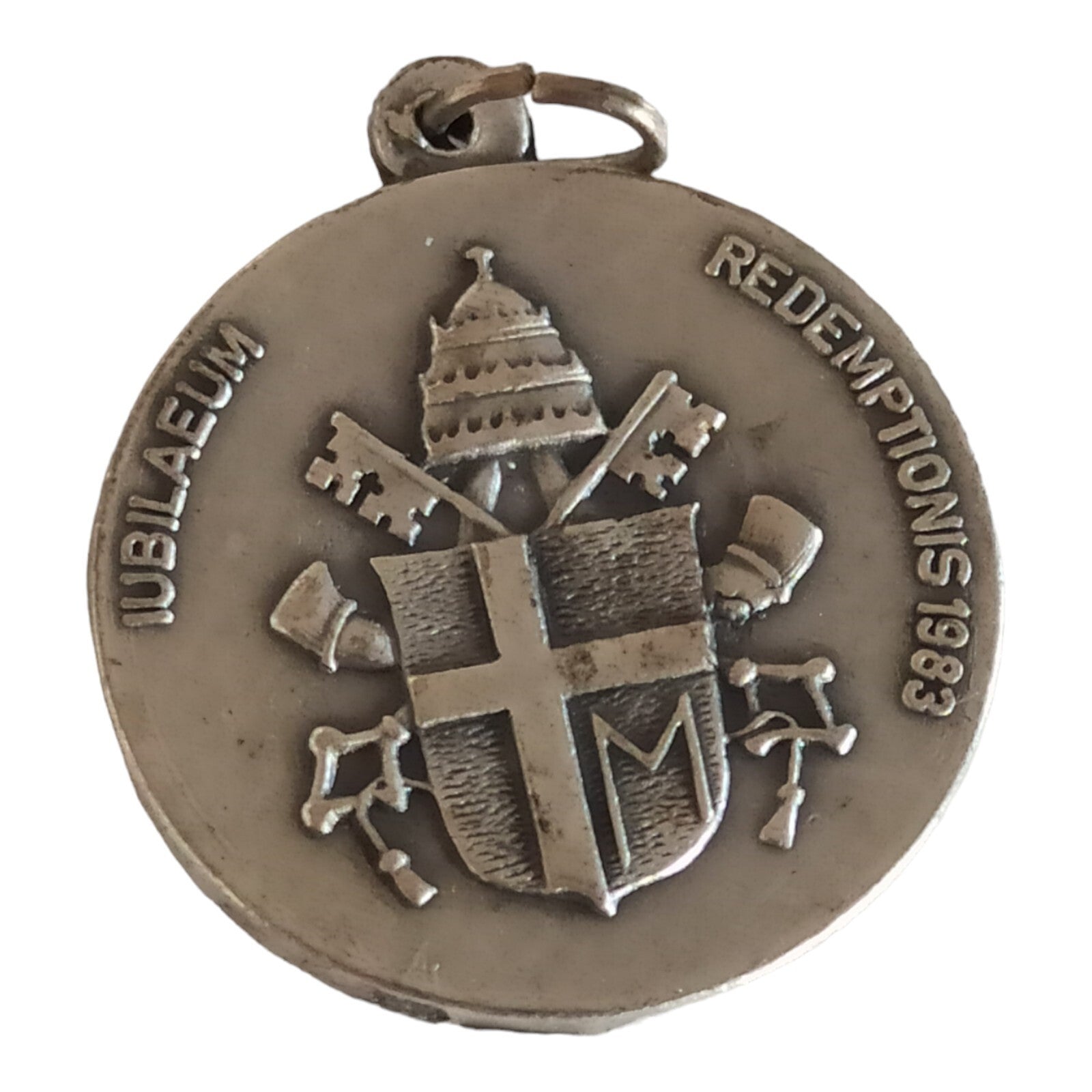 Médaille pendentif vintage Jean Paul II Vatican relief rond religieux