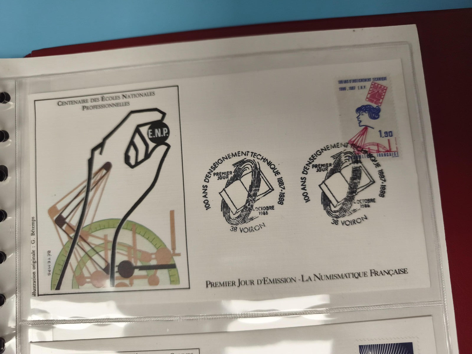 Enveloppe premier jour FDC Voiron 1986 Centenaire Écoles Nationales Professionne