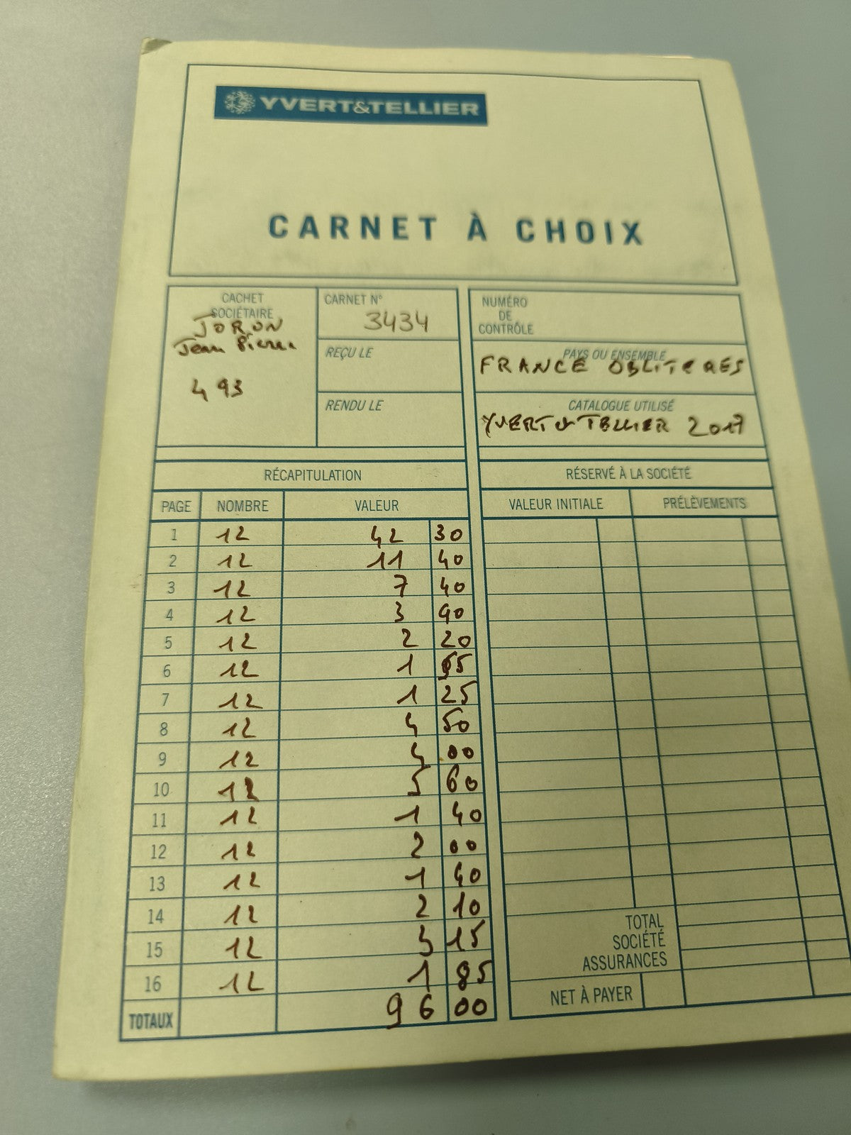 Lot carnet à choix timbres anciens Yvert & Tellier France oblitérés collection