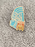 Pin's vintage McDonald's Mexico City turquoise doré aztèque badge ancien (Ref 4