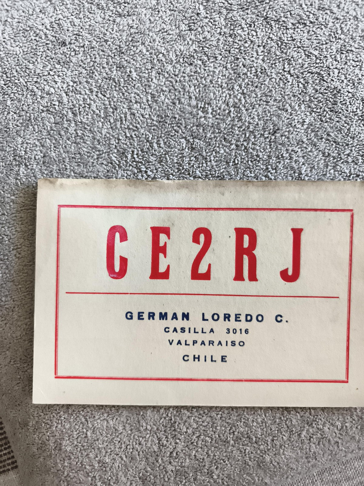 Carte radio ancienne CE2RJ Valparaiso Chile radioamateur QSL vintage