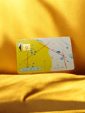 Carte téléphonique vintage Télécarte 50 jaune design abstrait rétro