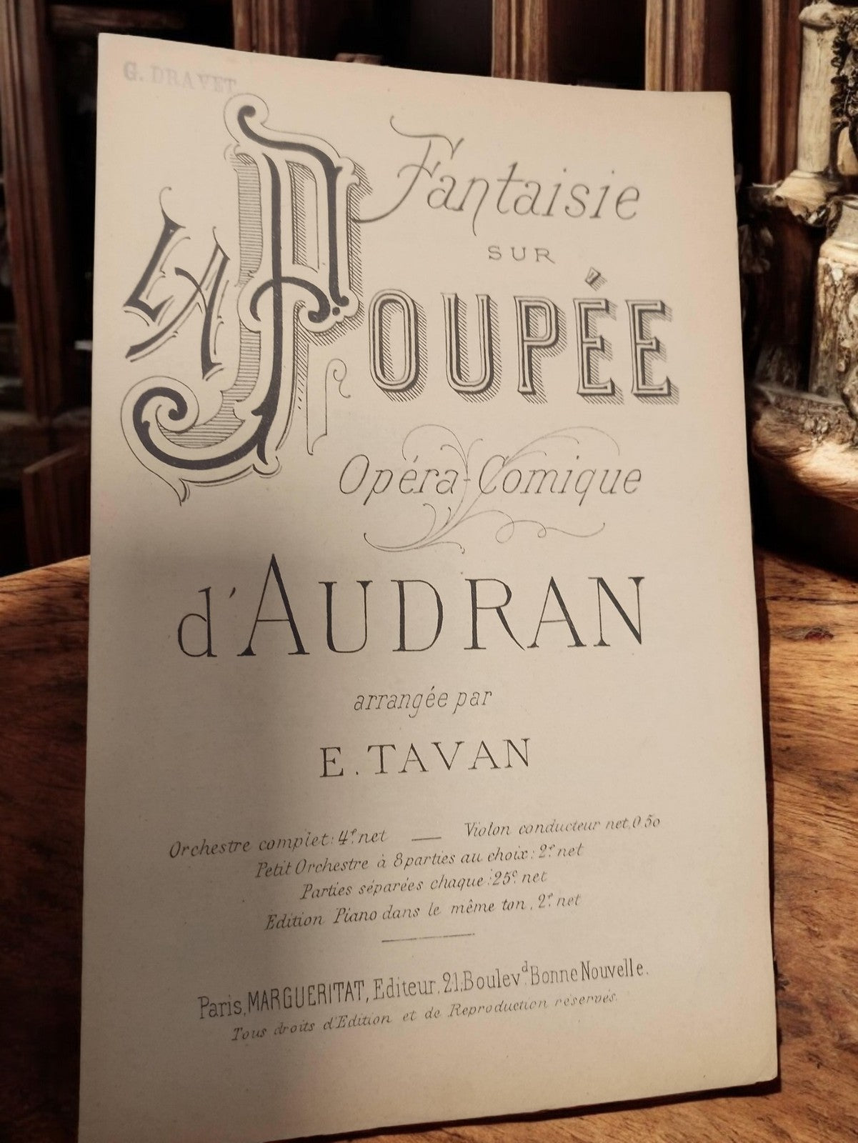 Ancien livret de partitions musicales vintage Fantaisie sur la poupée piano