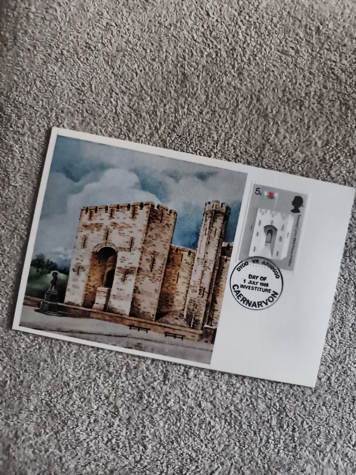 Lettre Premier Jour Caernarvon 1969 timbre Royaume-Uni philatélie (Ref 1)