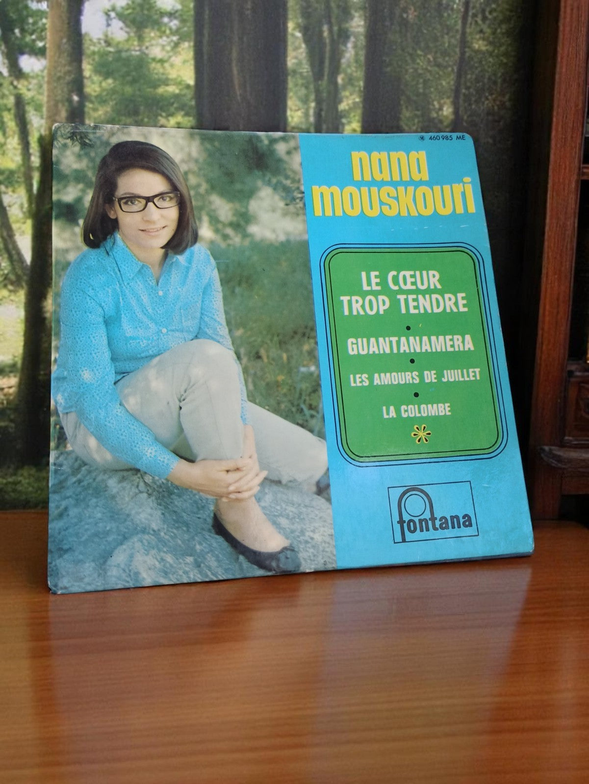 Vinyle 45T Nana Mouskouri Fontana vintage pochette bleue rétro années 60