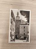 Ancienne CPA Castellane Tour de l?Horloge vallée du Verdon noir et blanc vintage