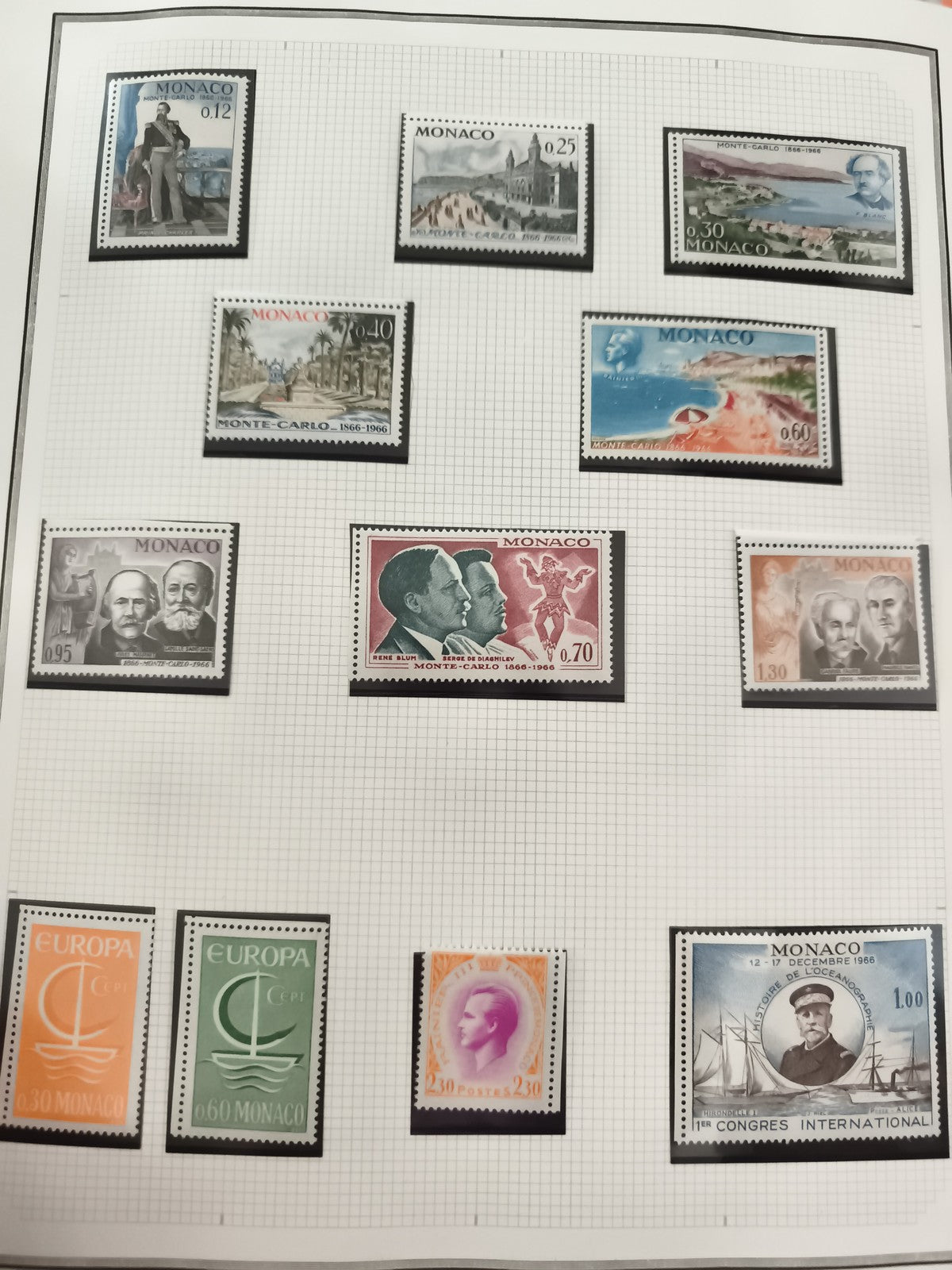 Timbres Monaco lot x12 Monte-Carlo Europa portraits paysages philatélie