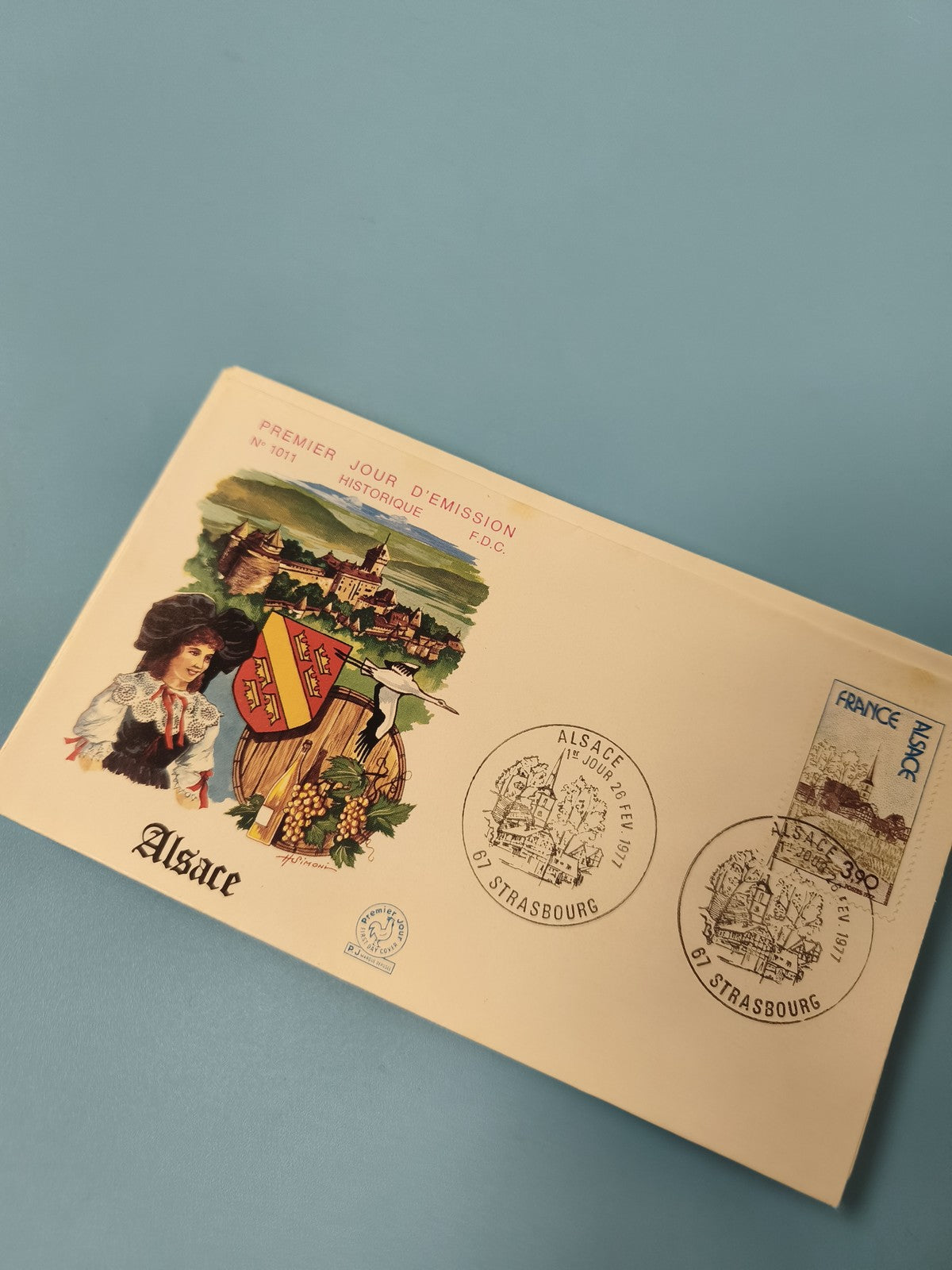 Enveloppe premier jour d?émission FDC Alsace Strasbourg 1971 illustration couleu