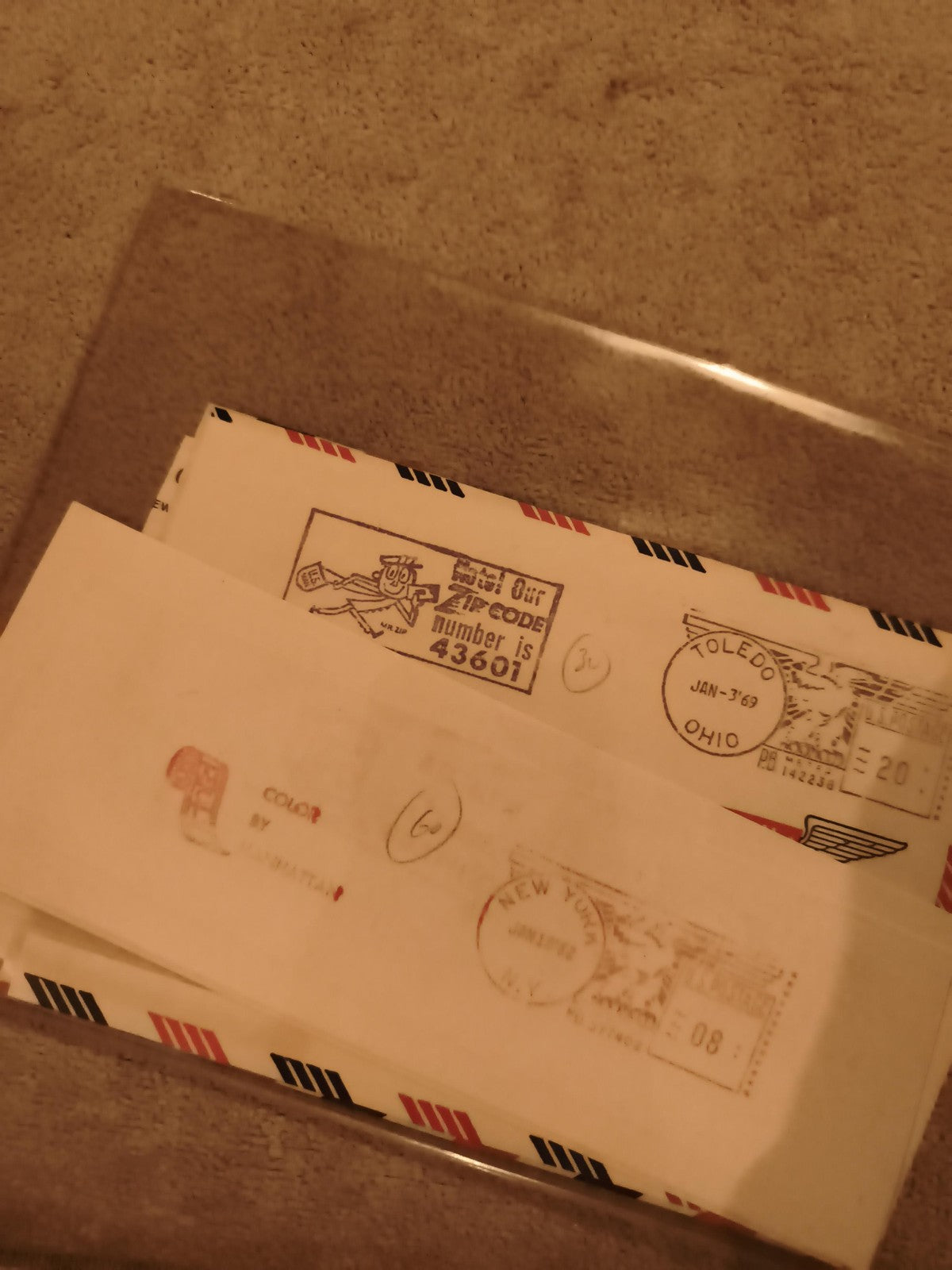 Enveloppes oblitérées USA années 60, cachets New York Toledo philatélie (Ref 1)