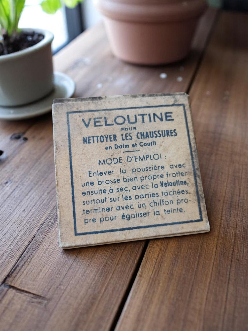 Cirage ancien Veloutine années 40 boîte carton nettoyant daim vintage