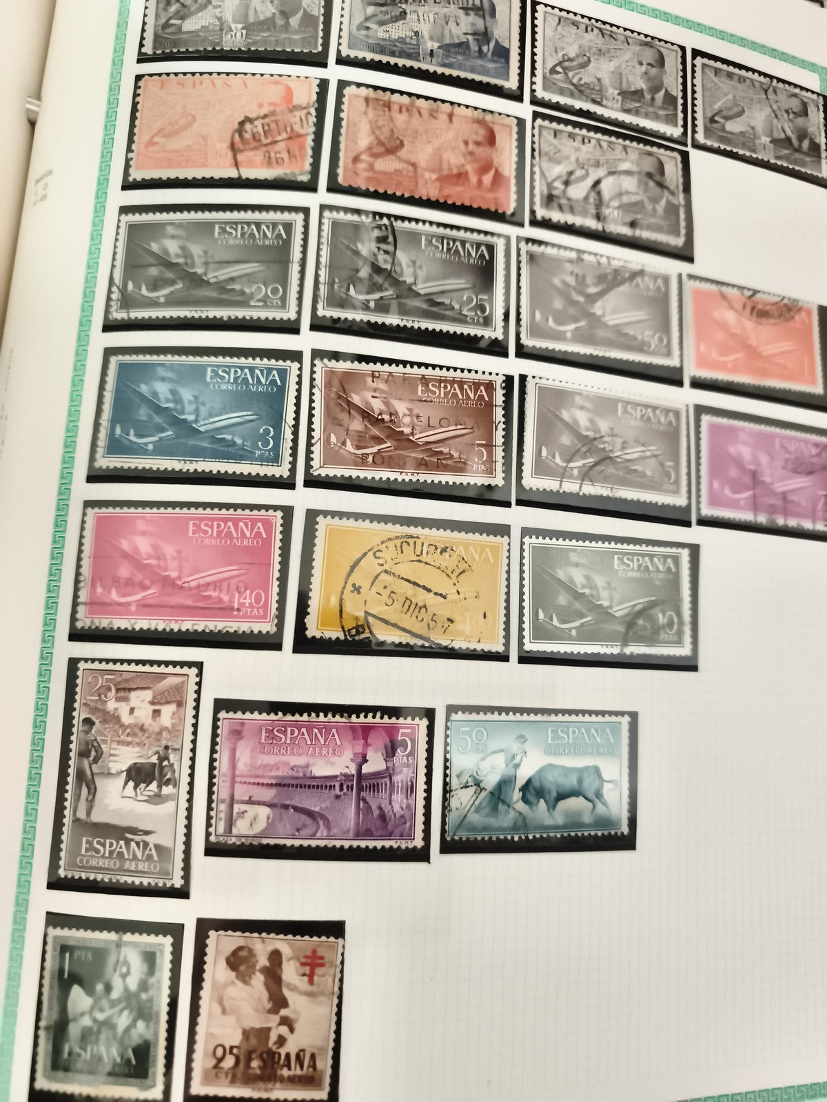 Timbres Espagne oblitérés CORREO AEREO lot philatélie taureaux avions