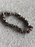 Bracelet élastique pierres naturelles marron gris, chips irréguliers, bijou fant