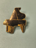 Vintage pin's piano doré, broche ancienne forme instrument musique collection