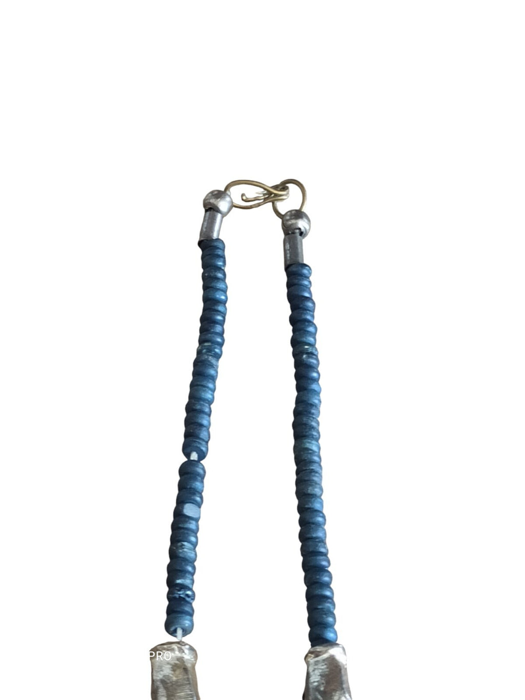 Collier ethnique vintage années 90 perles bleues multi-rangs fantaisie