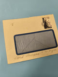 Ancienne enveloppe timbrée oblitérée France philatélie, fenêtre bleue, années 50