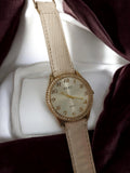 Montre femme Fent vintage quartz dorée lunette strass cuir clair rétro