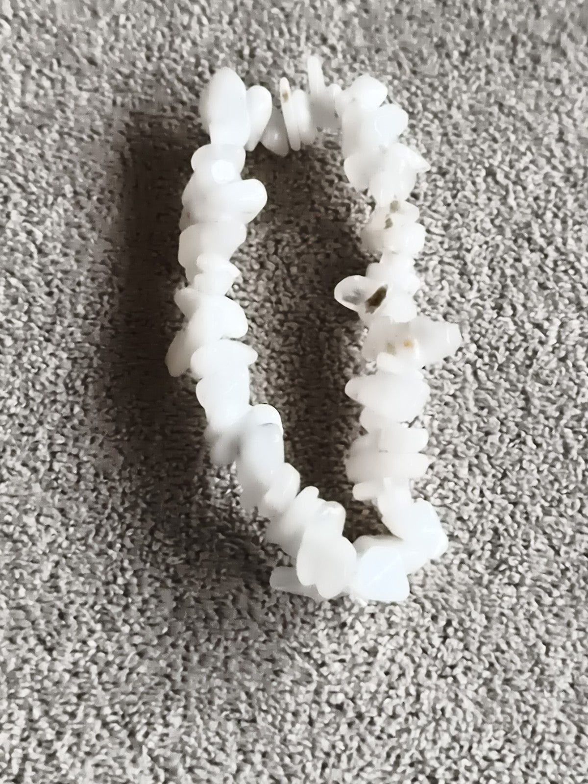 Bracelet pierres naturelles blanches, perles irrégulières, élastique, bijou fant