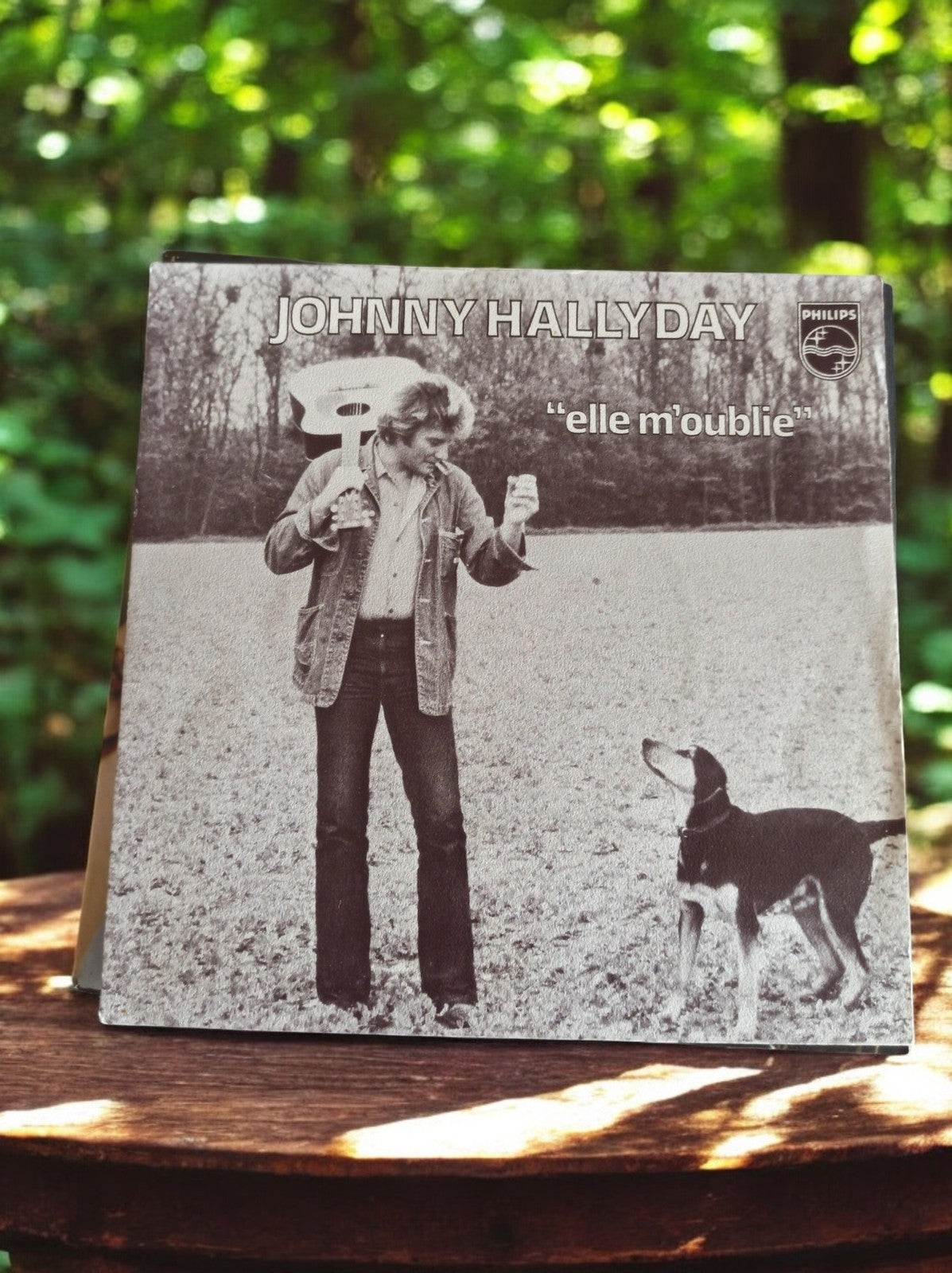 Vinyle 45T Johnny Hallyday Philips "Elle m'oublie" vintage pochette photo chien