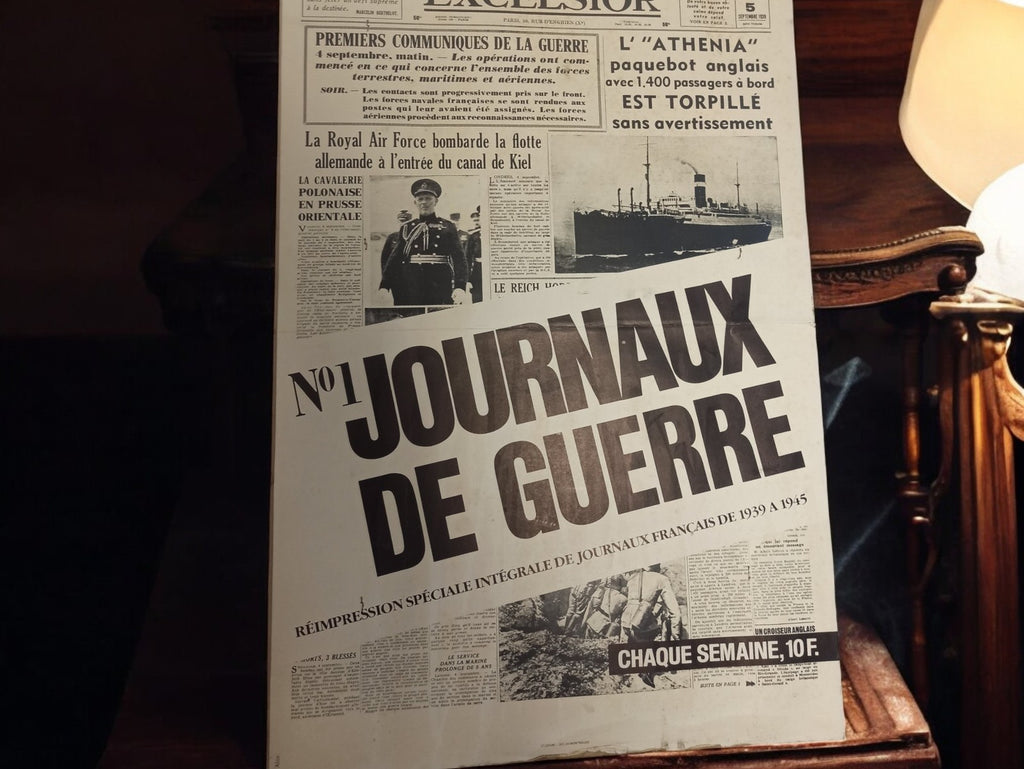 Affiche vintage journaux de guerre n°1 rétro déco presse ancienne grand format