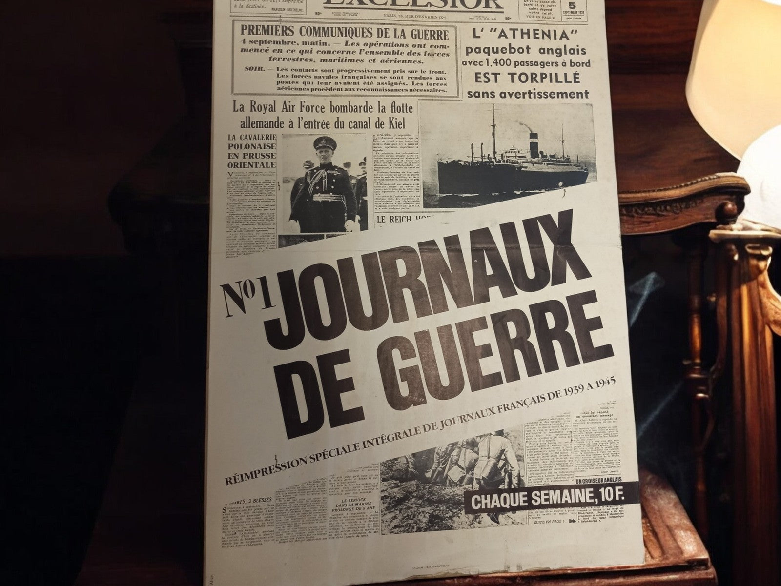Affiche vintage journaux de guerre n°1 rétro déco presse ancienne grand format