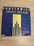 Vinyle 45T Eurythmics Sweet Dreams pochette bleue et jaune RCA PB61190 (Ref 1)