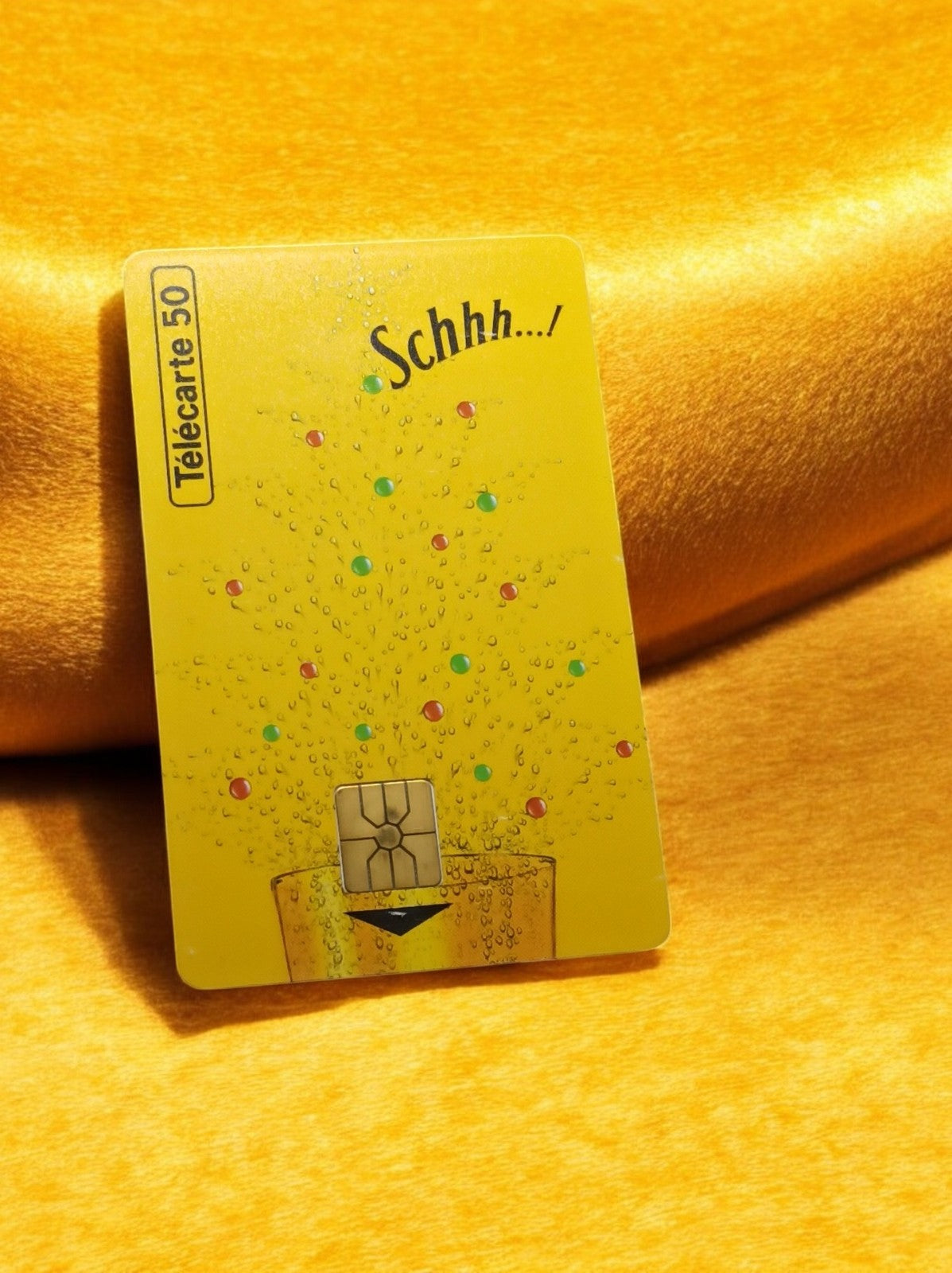 Carte téléphonique Télécarte 50 Schhh...! jaune vintage puce France