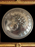 Bouton vintage Sapeurs Pompiers France, emblème grenade, collection uniforme