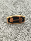 Pin's vintage émaillé noir doré forme géométrique années 80 badge (Ref 4)