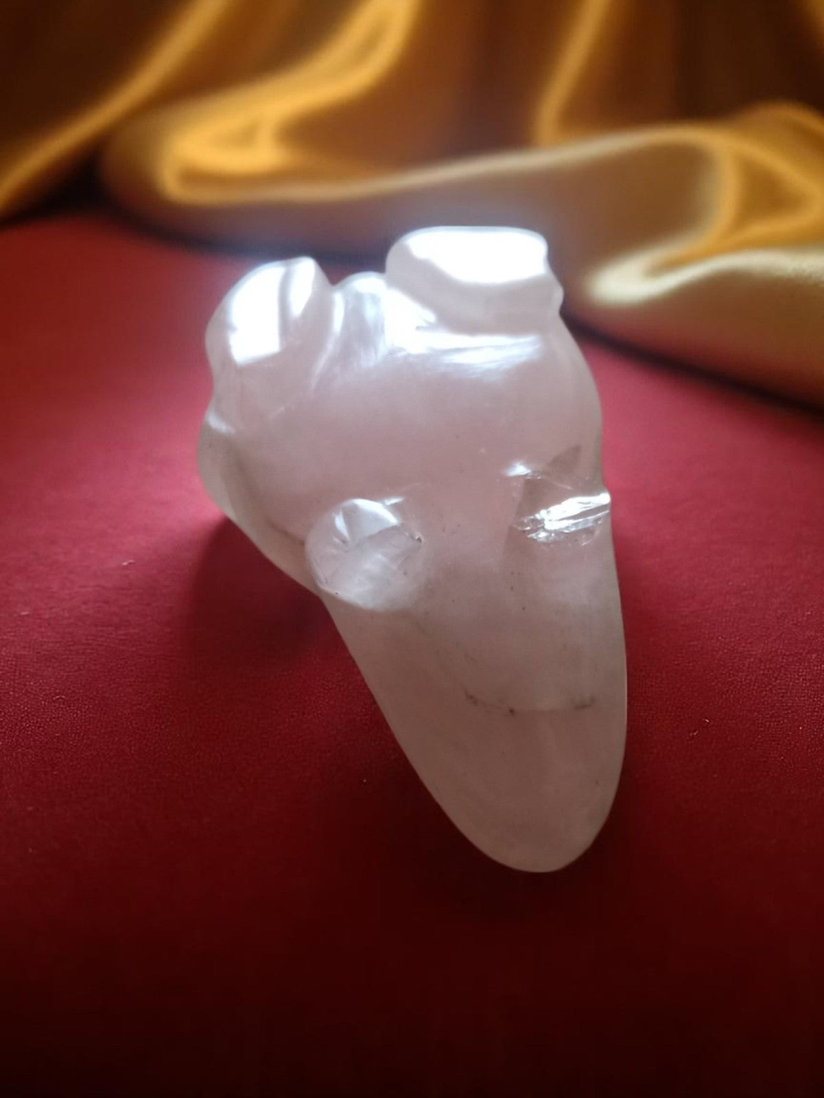 Sculpture grenouille vintage quartz naturel animalier déco pierre rose