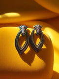 Boucles d’oreilles vintage rétro, paire ancienne, forme goutte, finition métalli