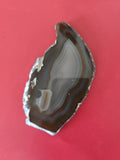 Grande tranche d?agate ancienne vintage, section polie, tons marron et gris