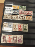 Lot de timbres Indochine française multicolores, thèmes historiques variés, usag